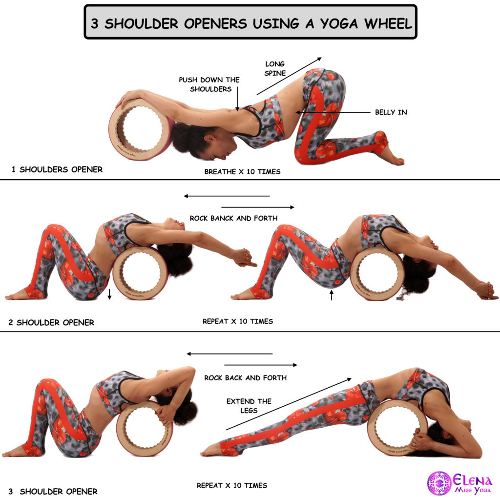 SHOULDER OPENERS USING A YOGA WHEEL – Elena Miss Yoga